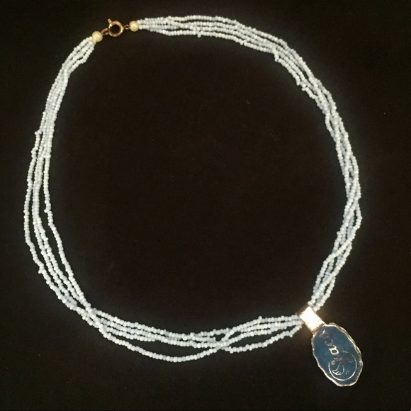 17” Vintage Multi Strand Blue Glass Bead Necklace - Picture 3 of 3